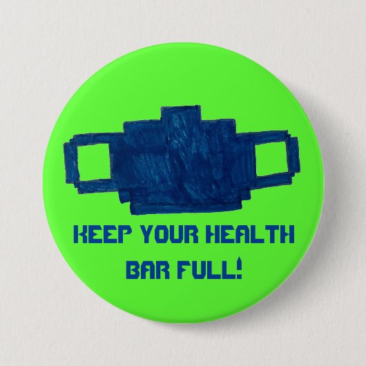 健康保バーフルピクセルマスク 缶バッジ (正面)