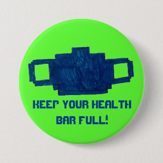 健康保バーフルピクセルマスク 缶バッジ