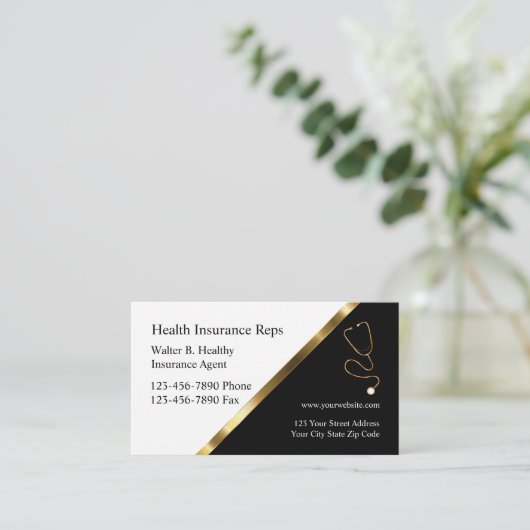 健康保険の高級名刺 名刺 (スタンド正面)