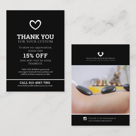 健康写真のプロモーションを黒で繰り返します。 名刺 (正面/裏面)