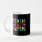 健康問題絞り染めメンタルヘルス認識度モ コーヒーマグカップ (左)