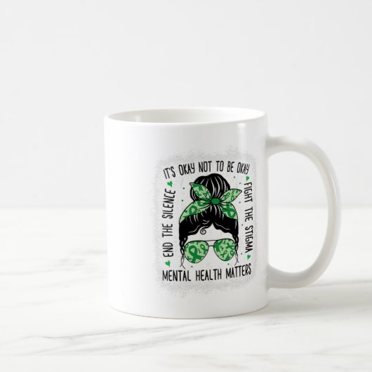 健康問題Messy Bunメンタルヘルス認識度 コーヒーマグカップ (右)