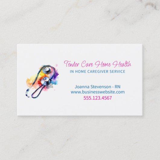 健康家庭気にナース聴診器の名刺 名刺 (正面)