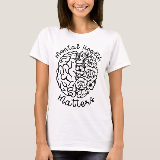健康意識の問題 花 人間の脳 病気 Tシャツ (正面)