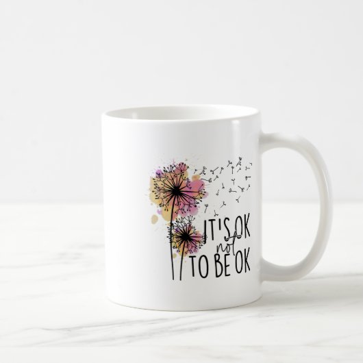 健康意識大丈夫、ダメなときもあるタンポポの花 コーヒーマグカップ (右)