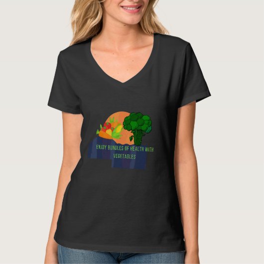 健康楽しむと野菜の健康Eaの束 Tシャツ (正面)