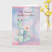 健康気にヒーローありがとうお水色サボテン カード (黄色い花)