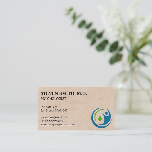 健康気に | 医師のロゴ 名刺 (スタンド正面)