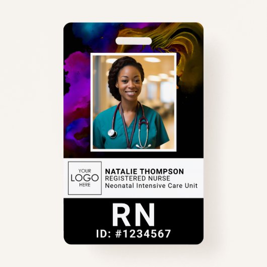 健康生登録気にナースの写真ID バッジ (正面)