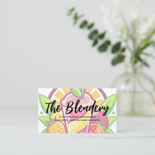 健康的なブレンドスムージー | 果実イラスト 名刺 (スタンド正面)