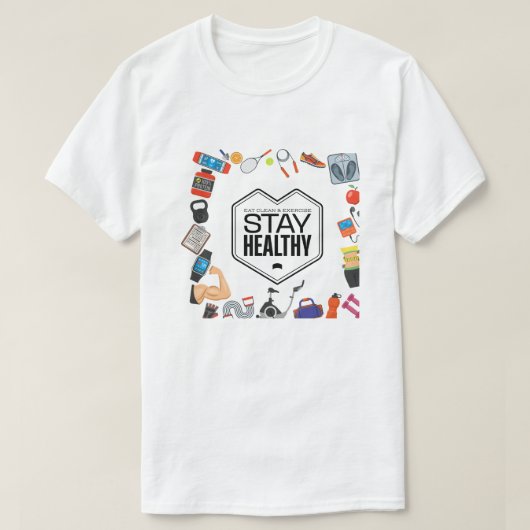 健康的なモチベーションデザイン Tシャツ (デザイン正面)