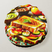 健康的な出会い寛大な：グリルチーズの喜び ラウンドクッション (裏面)