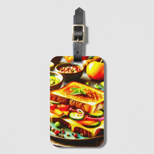 健康的な出会い寛大な：グリルチーズの喜び ラゲッジタグ (正面縦)