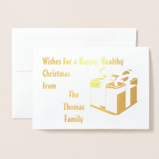 健康的スタイリッシュなクリスマス 箔カード (封筒付き正面)