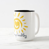 健康目覚めて下さい ツートーンマグカップ (正面右)