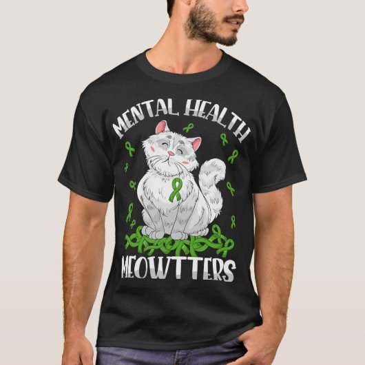 健康管理猫好きメンタルヘルス待機 Tシャツ (正面)