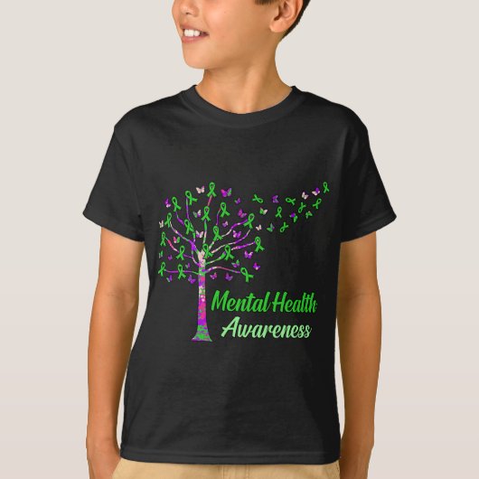 健康認識度ツリーリボンサポーターのグラフィック Tシャツ (正面)