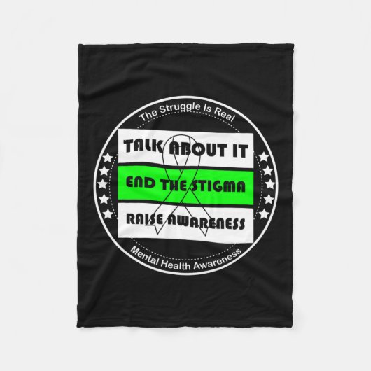 健康認識度メンタルヘルス自閉症に対する意識 フリースブランケット (正面)