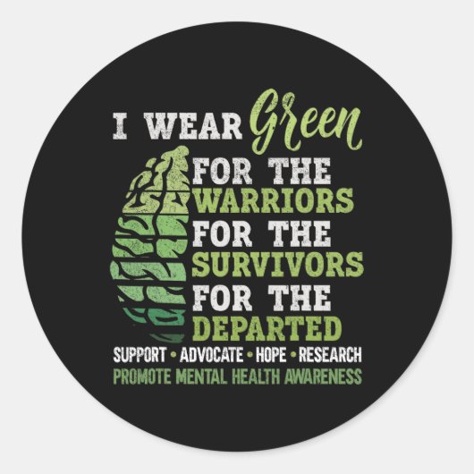 健康認識度問題サポートI衣服グリーン戦争 ラウンドシール (正面)
