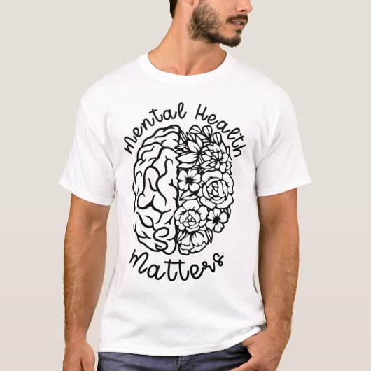 健康認識度問題花人間の脳の病気 Tシャツ (正面)