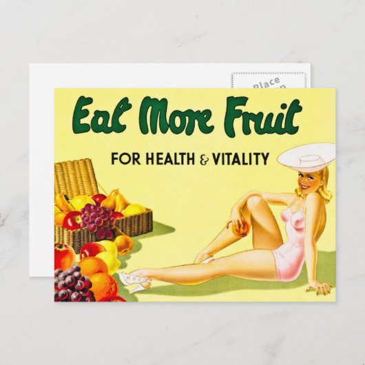 健康食べと活活のヴィンテージのためのより多くの果物 ポストカード (正面/裏面)