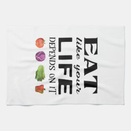 健康食べなことわざは命に依る キッチンタオル