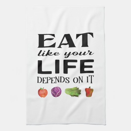 健康食べなことわざは命に依る キッチンタオル (縦)