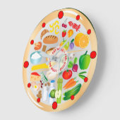 健康食べ食カラフル品群キッチン大C ラージ壁時計 (傾斜)