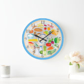 健康食べ食カラフル品群キッチン大C ラージ壁時計 (ホーム)