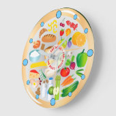 健康食べ食カラフル品群キッチン大C ラージ壁時計 (傾斜)