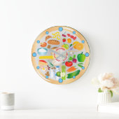 健康食べ食カラフル品群キッチン大C ラージ壁時計 (ホーム)