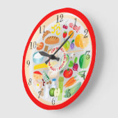 健康食食べ品群キッチンCl ラージ壁時計 (傾斜)