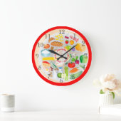 健康食食べ品群キッチンCl ラージ壁時計 (ホーム)