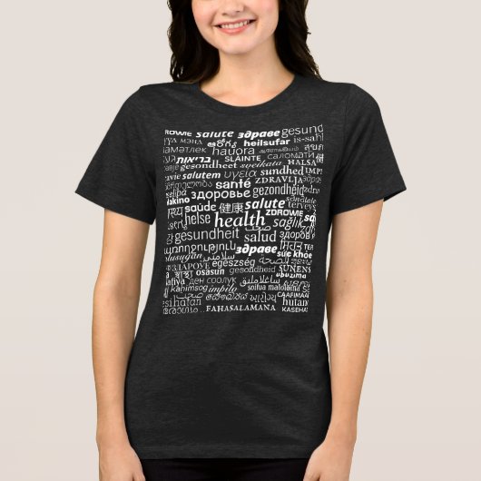 健康 - 多言語対応 - 国際的 - 健康でいよう トライブレンドTシャツ (正面)