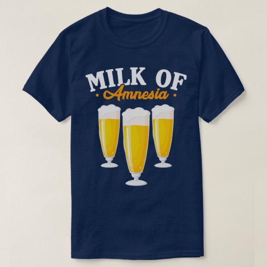 健忘牛乳アルコールビール 面白いギフト Tシャツ (デザイン正面)