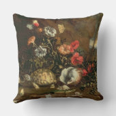 側アザミ、花、ハ虫類および蝶 クッション (裏面)