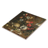 側アザミ、花、ハ虫類および蝶 タイル (側面)