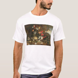 側アザミ、花、ハ虫類および蝶 Tシャツ