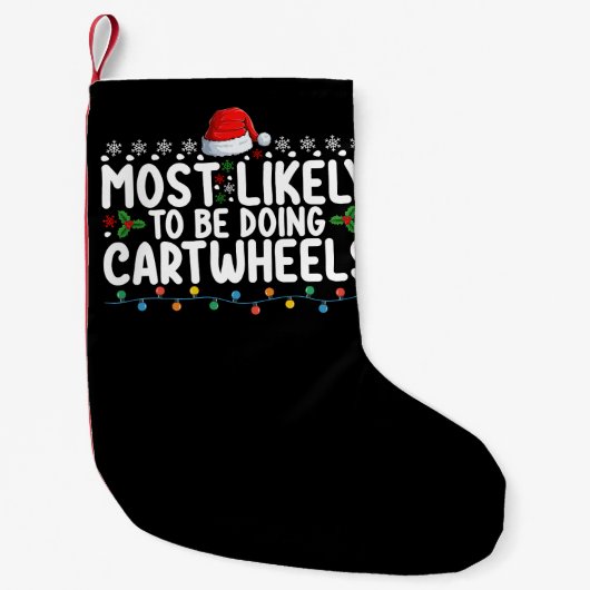 側転してそうなクリスマス スモールクリスマスストッキング (正面)