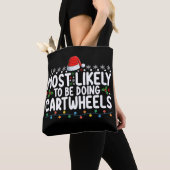側転してそうなクリスマス トートバッグ (クローズアップ)