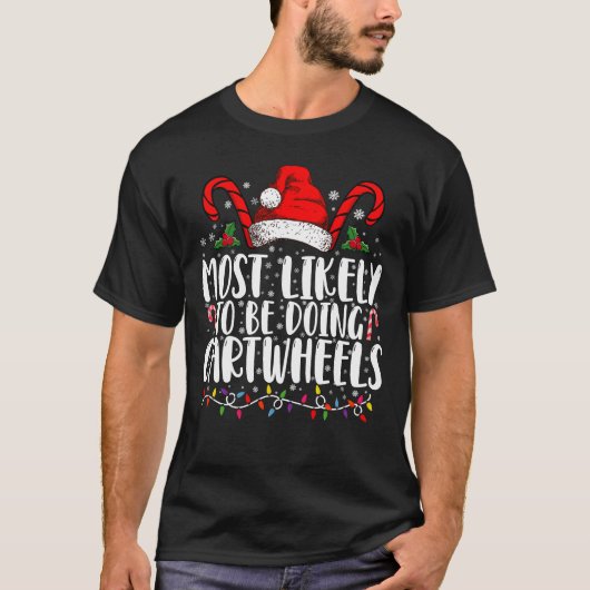 側転してるだろうな マッチング クリスマス Tシャツ (正面)