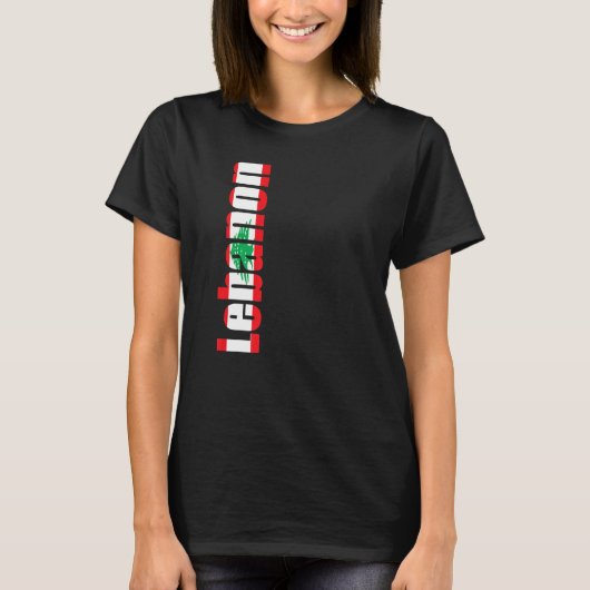 側面に国旗の色があるレバノン Tシャツ (正面)