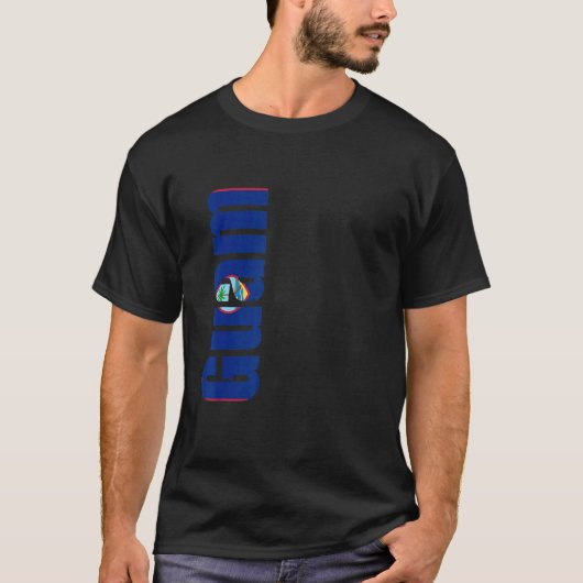 側面に旗の色が付いたグアム Tシャツ (正面)