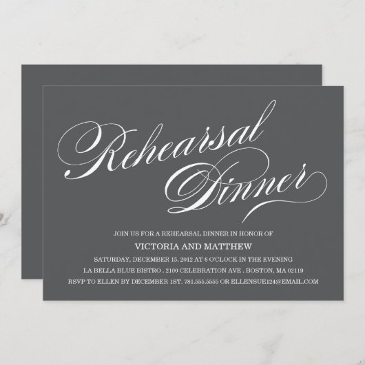 側面の原稿%PIPE%のリハーサルの夕食の招待状 招待状 (正面/裏面)