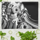 側面ステップ、サイケデリックな煙のスカル キッチンタオル (折り畳み)