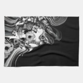 側面ステップ、サイケデリックな煙のスカル キッチンタオル (横)