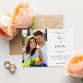 側面写真モダン書道結婚の 招待状