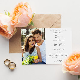 側面写真モダン書道結婚の 招待状