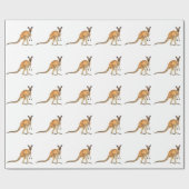 側面図の赤いカンガルー ラッピングペーパー (フラット)