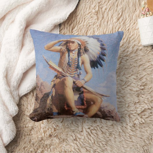 偵察者のネイティブアメリカンのMoJoのインドの枕 クッション (ブランケット)
